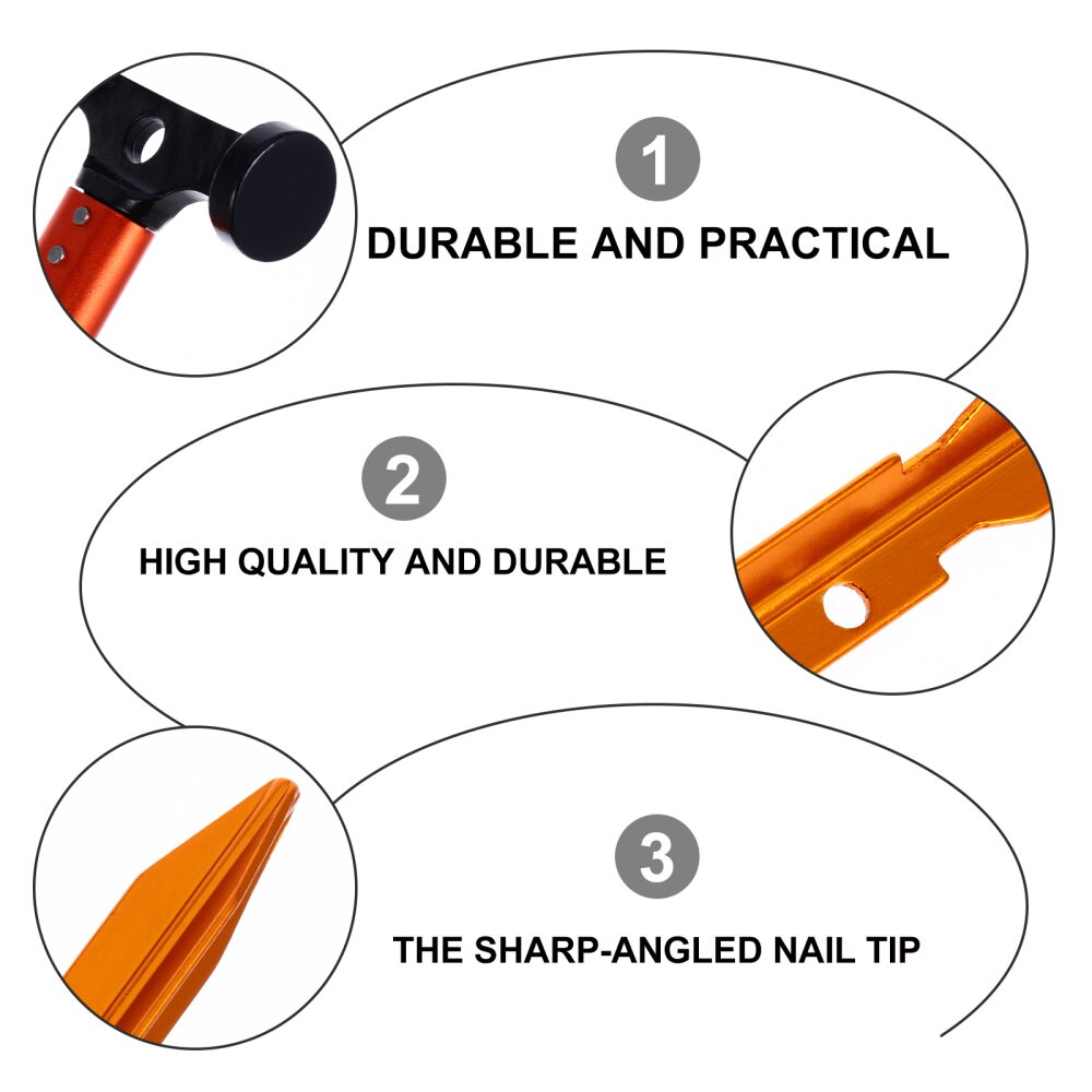 12PCS Camping Tent Stakes - Shovel Head Hammer Tool Set - Outdoor Triangular Nails