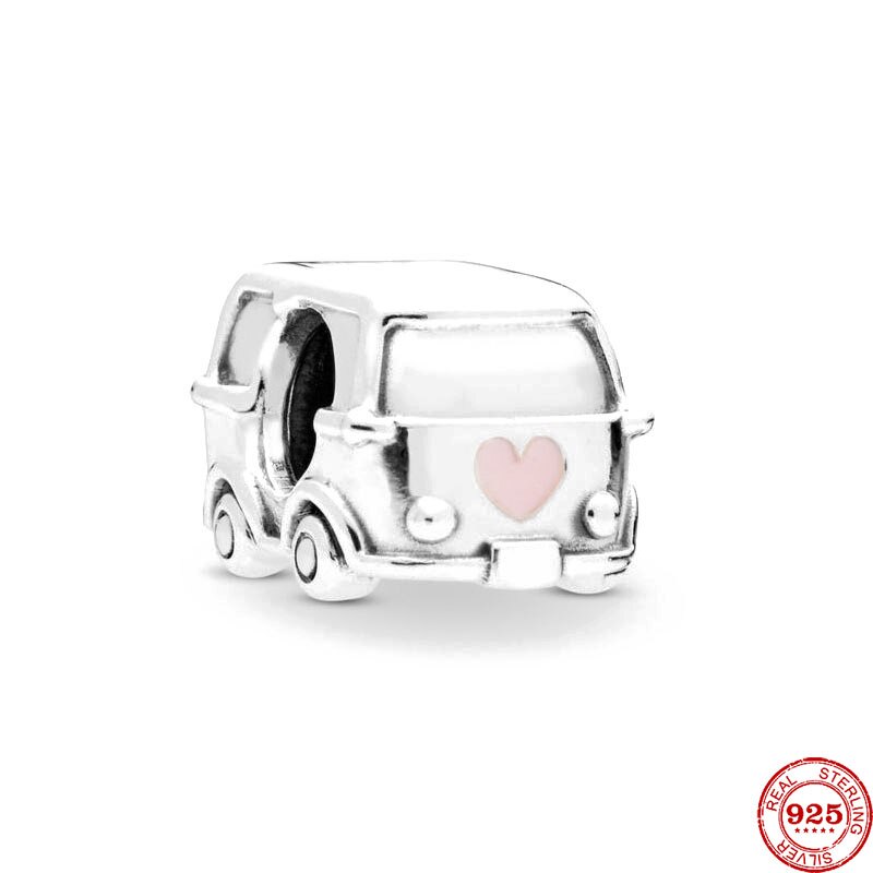 Originele Zilver Kleur Roze Bus Diy Bead Fit Europese Charms Armband Bangles Diy Sieraden P125