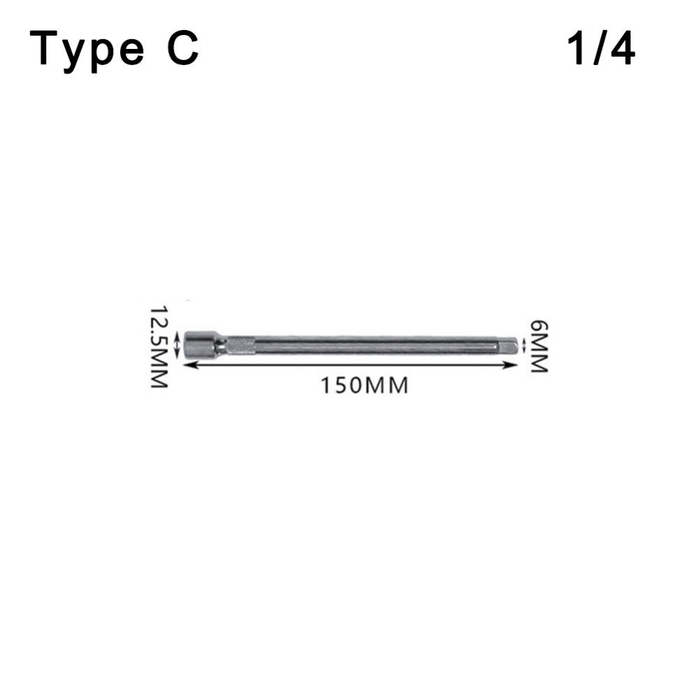 Socket Ratchet Wrench Extension Bar 1/4 3/8 1/2 50 75 100 125 150 250mm Connecting Rod Socket Wrench Extender Long Bar Sleeve: Type C