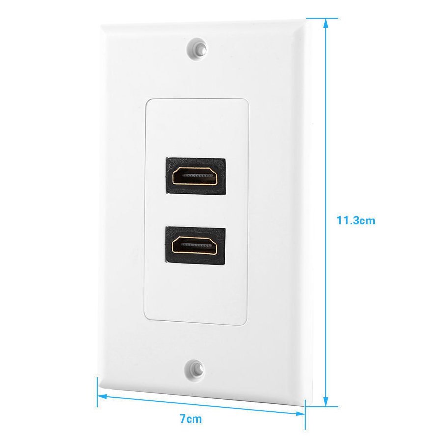 HDMI 2-Ports Wall Face Plate Panel Outlet 1080p Cover Coupler Socket