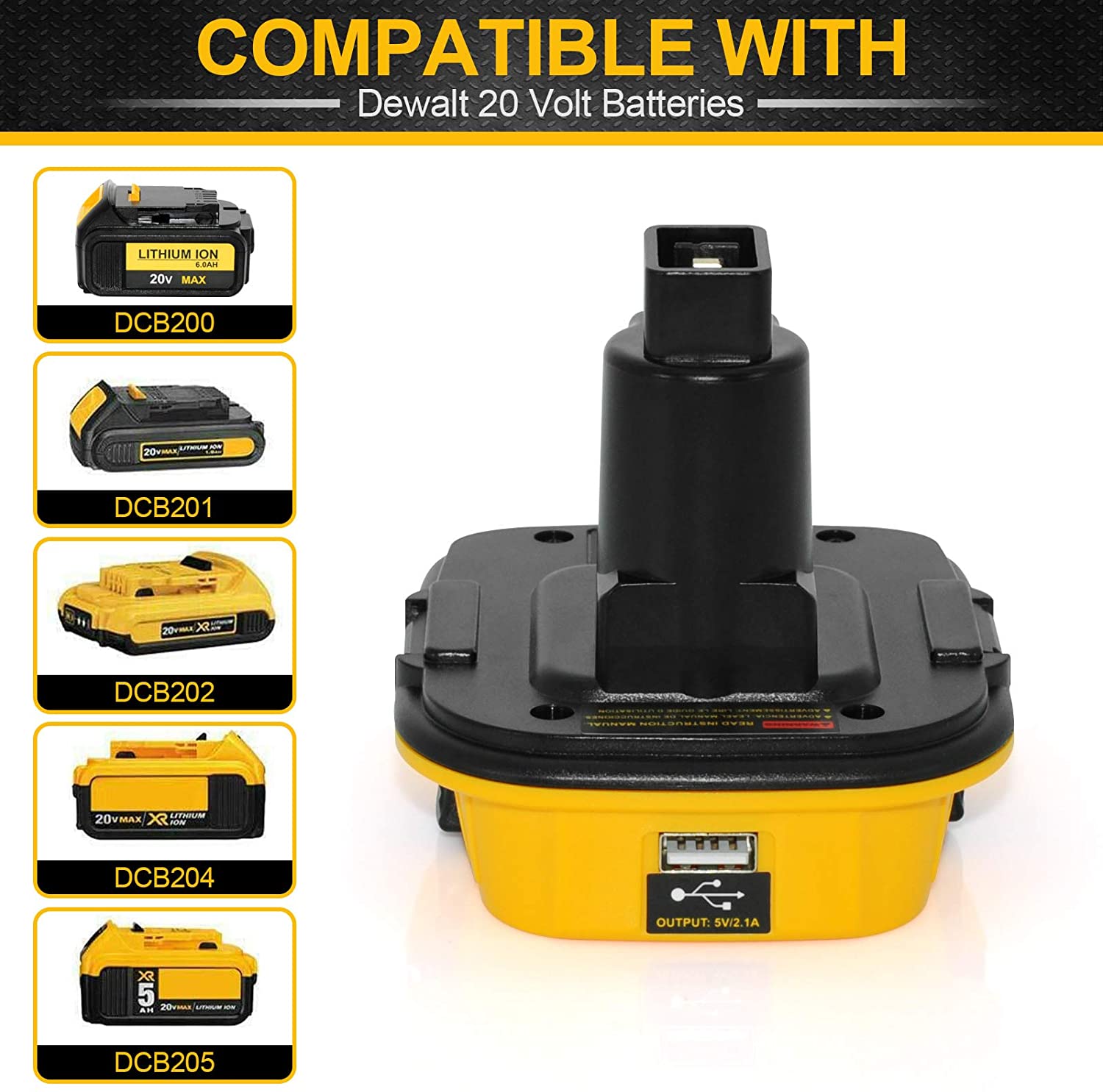 Best 20V Battery Adapter DCA1820 for Dewalt 18V Tools Convert Dewalt 20V Lithium Battery for DC9096 DE9098 DE9096 with USB