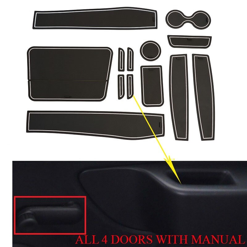 Non Slip Door slot cup mat storage rubber interior mats for Dacia Logan II Sandero 2 Stepway second generation year: 13pcs BLACKnWHITE