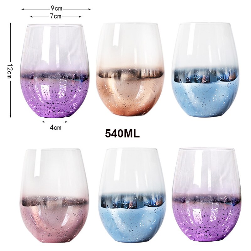 Taza de cielo estrellado de 540ml, vaso de agua de vidrio para el hogar, vaso de batido en forma de huevo, vaso sin plomo,