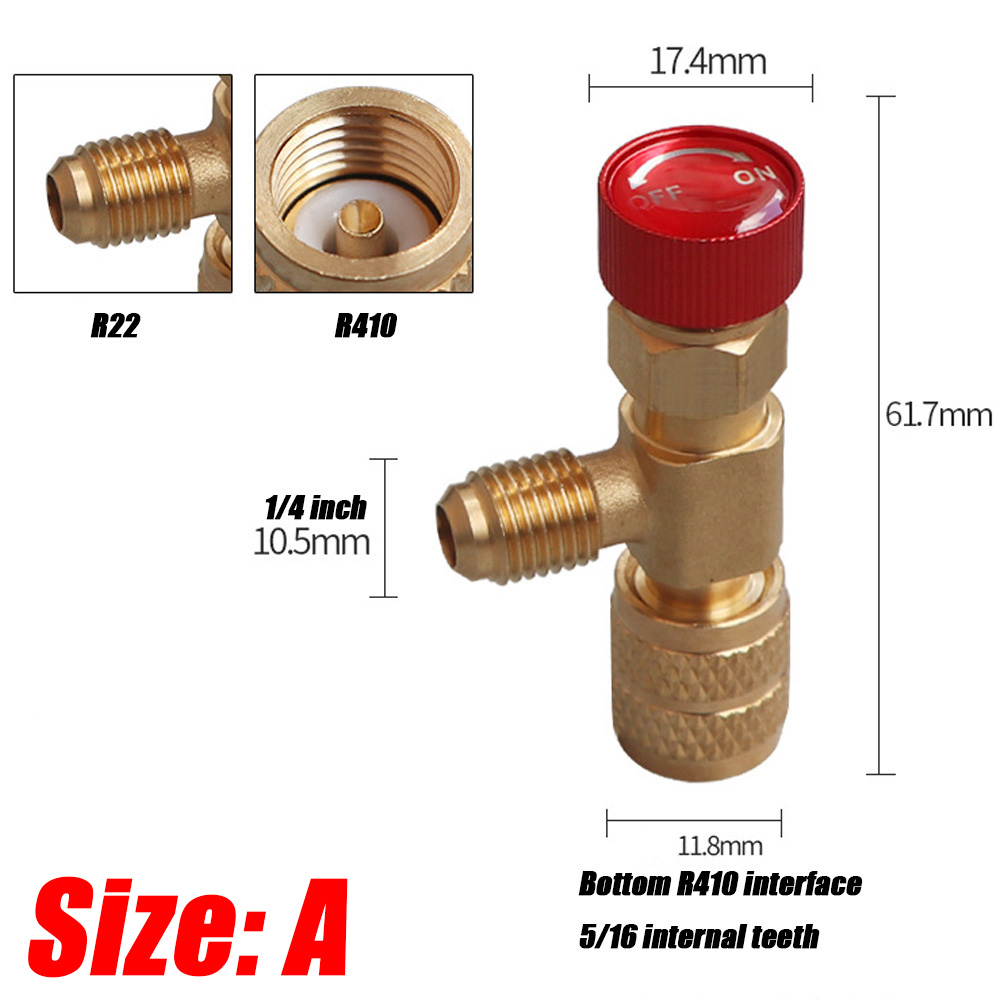 1/2/4PCS Air Conditioning Refrigerant Safety Valve R410A R22 1/4" Refrigeration Charging Safety Liquid Adapter Hand Tool Parts: Cyan