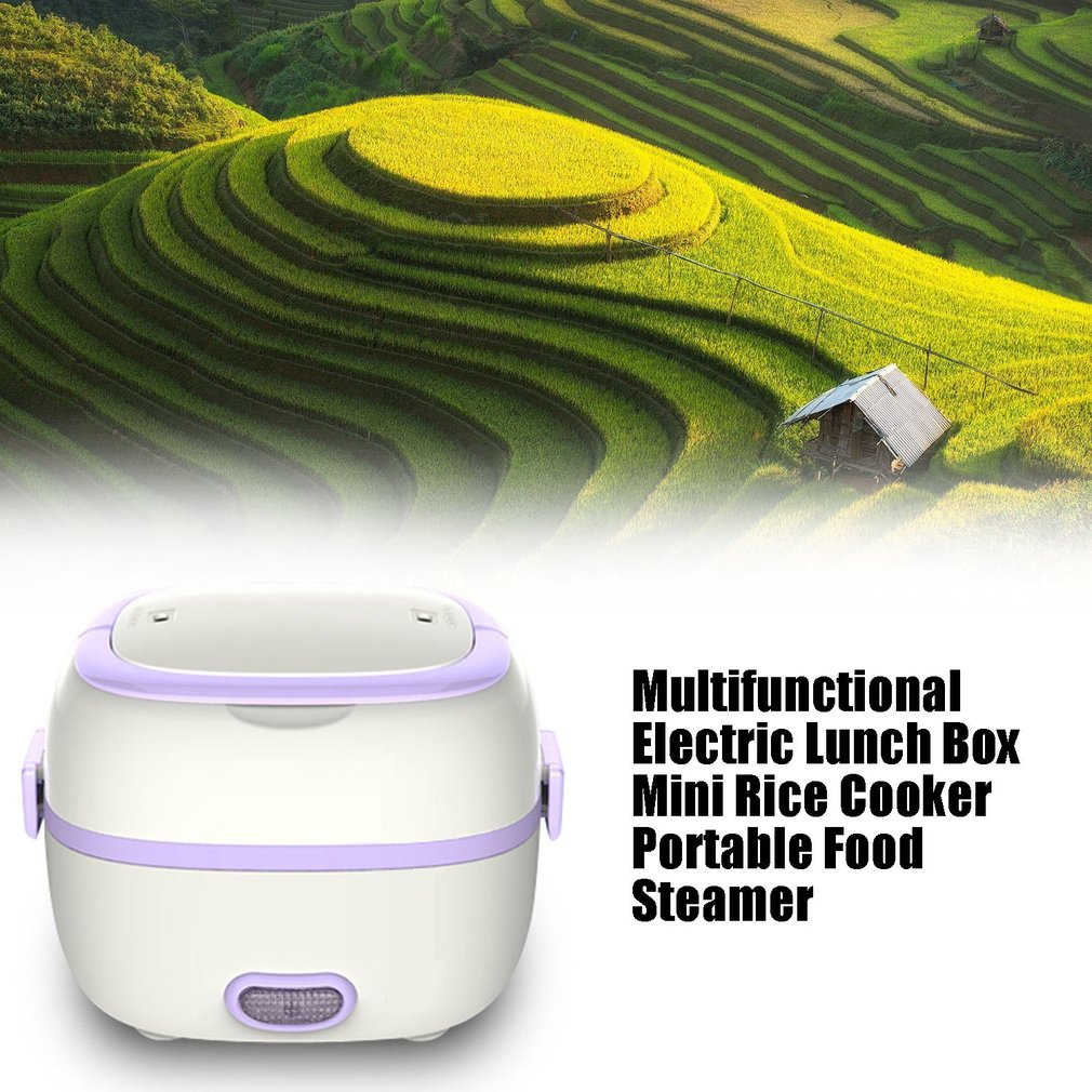 Multifunctionele elektrische verwarmde lunchbox mini rijstkoker draagbare voedselstomer warmtebehoud elektronische lunchkeukenbox