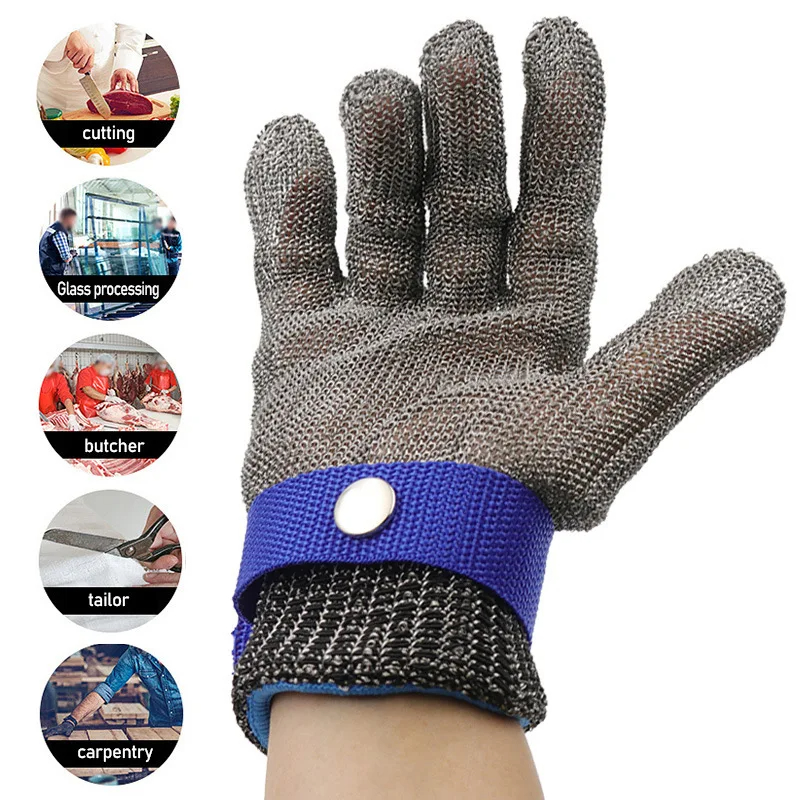 Edelstahl-Handschuhe, schnittfest, sicher, schnittfest, Handschutz, Metall, Fleisch, Netzhandschuh für Metzger, Draht, Messer, stichfest