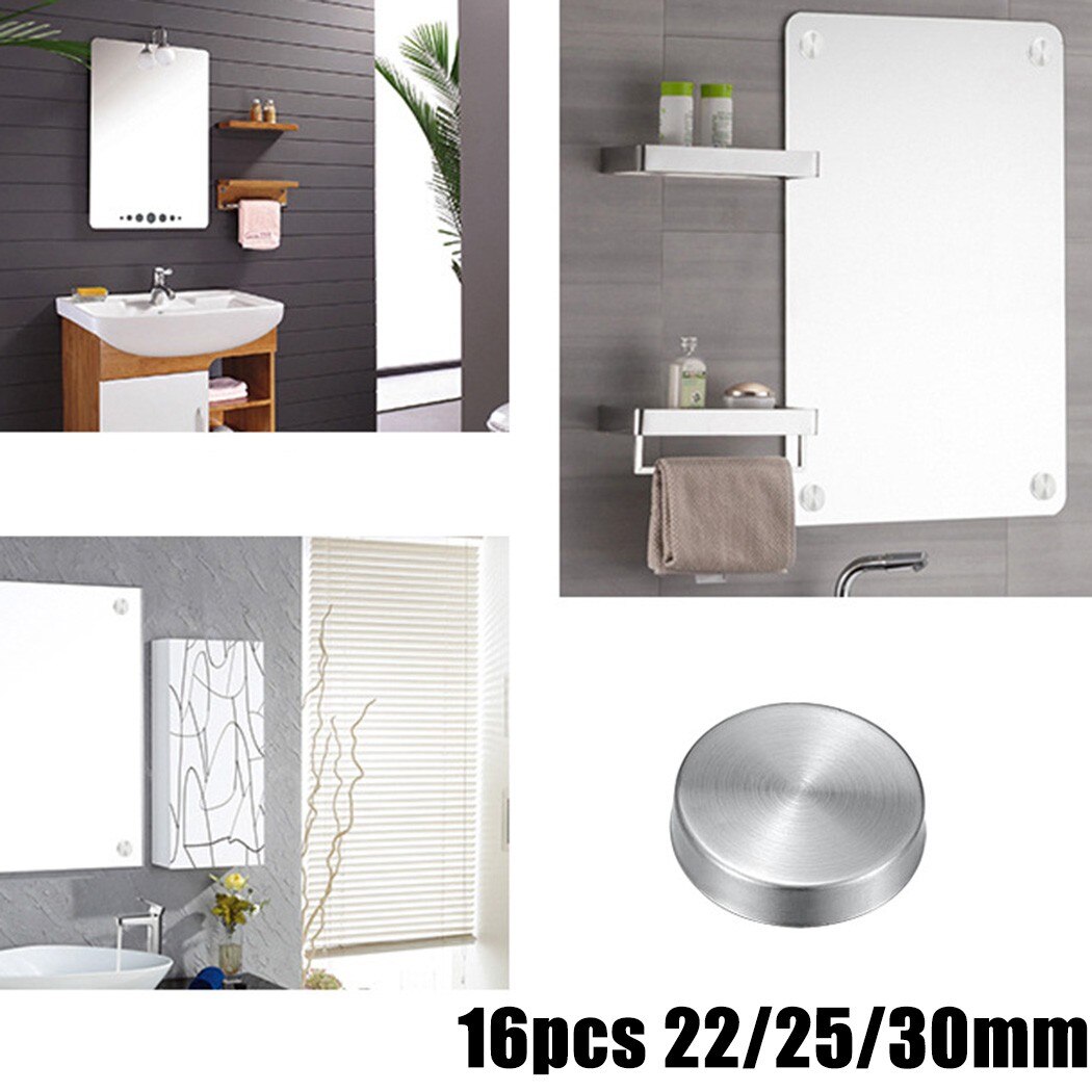 16Pcs Stainless Steel Decorative Mirror Screw Cap Nails Screw Covers Fasteners & Hooks Furniture Hardware 22/25/30mm
