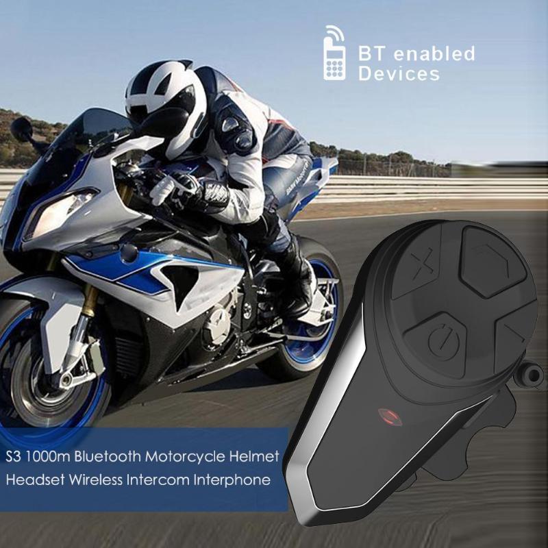 S3 Bluetooth Motorcycle Helmet Headset 1000m Range BT Wireless Intercom Interphone