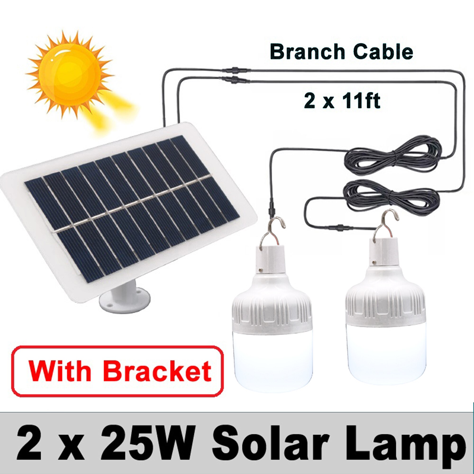 Branch Solar Light LED Outdoor Camping Lamp Waterproof Charge Bulb Hanging Courtyard Garden Solar Led Indoors Flood Spot: 2 x 25W 6000mAh