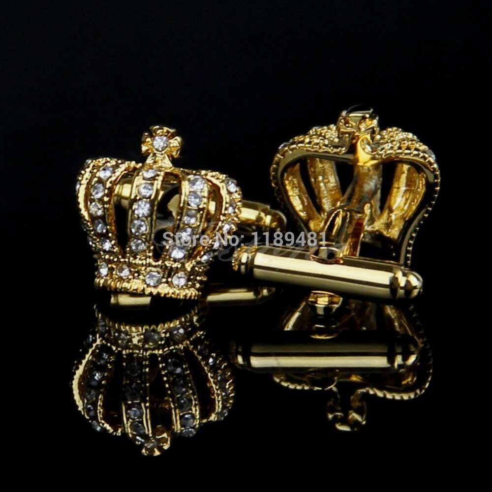 Rvs Vintage mannen Huwelijkscadeau Gouden Kroon Manchetknopen Manchetknopen