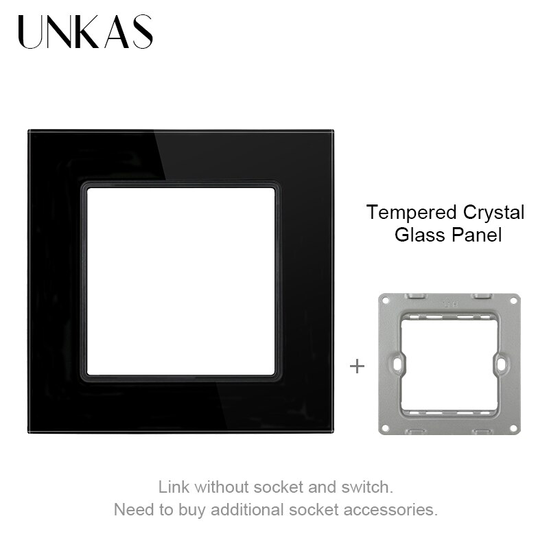 UNKAS Free Combination DIY Gray Single Tempered Crystal Glass Panel Grey Matching Modules For Wall Socket Switch: Black 86 Panel