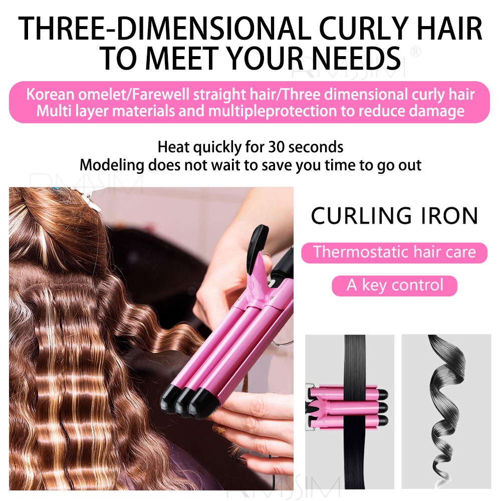 Curling Iron Ceramic Triple Barrel Hair Curler Heating Curlers For Curl Styler Hair Styling Tools Wand Airwrap