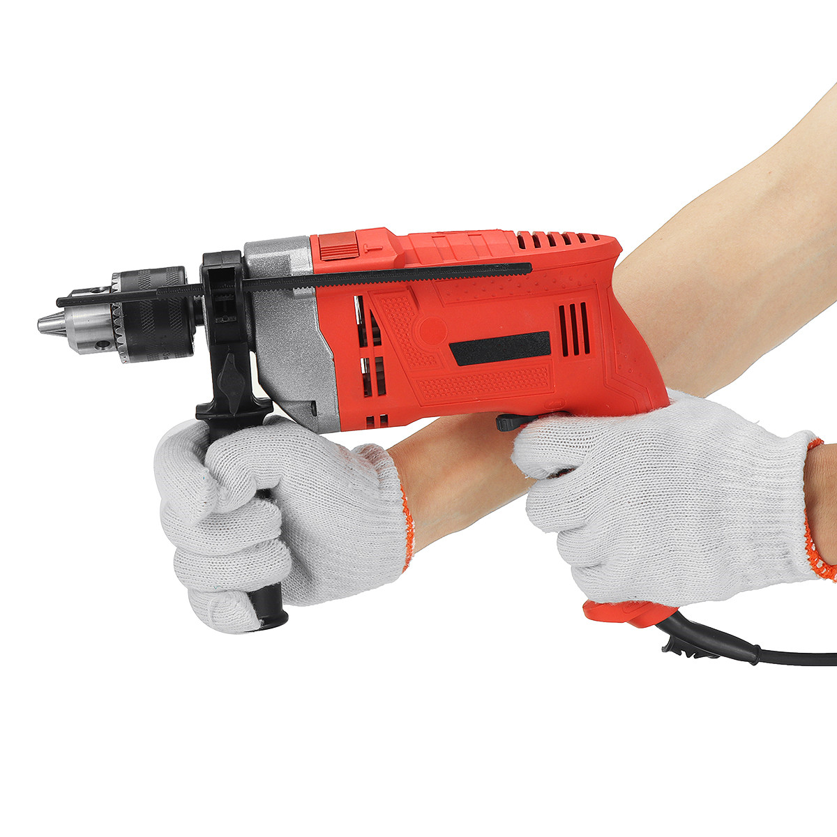 Drillpro 2000W 3000RPM 220V Electric Handheld Impact Drill Flat Drill Guns Hand Drills Torque Driver with Wrench Measuring Scale