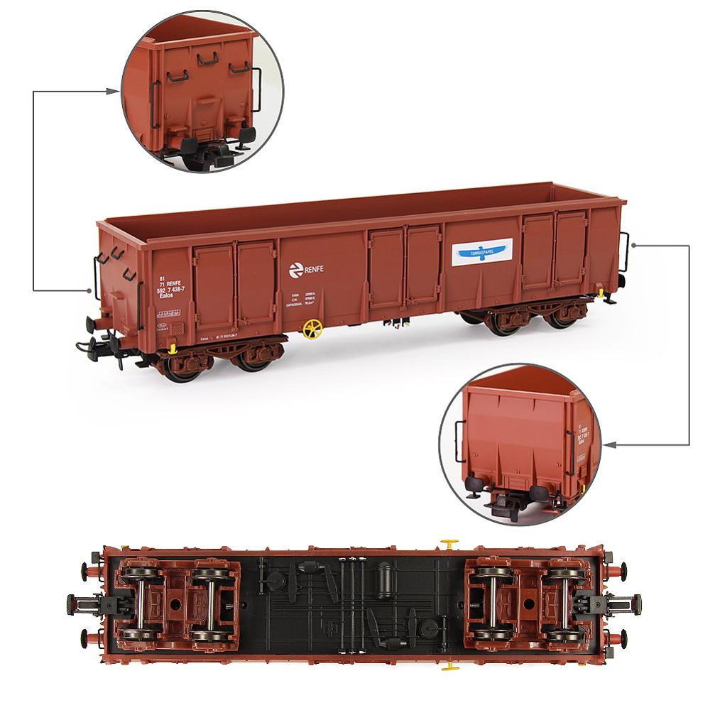 1pc/2 stücke HO Skala Braun RENFE Gedruckt Hohe-seite Gondel Auto Eisenbahn Wagen Roll Lager 1:87 fracht Auto C8742PZ