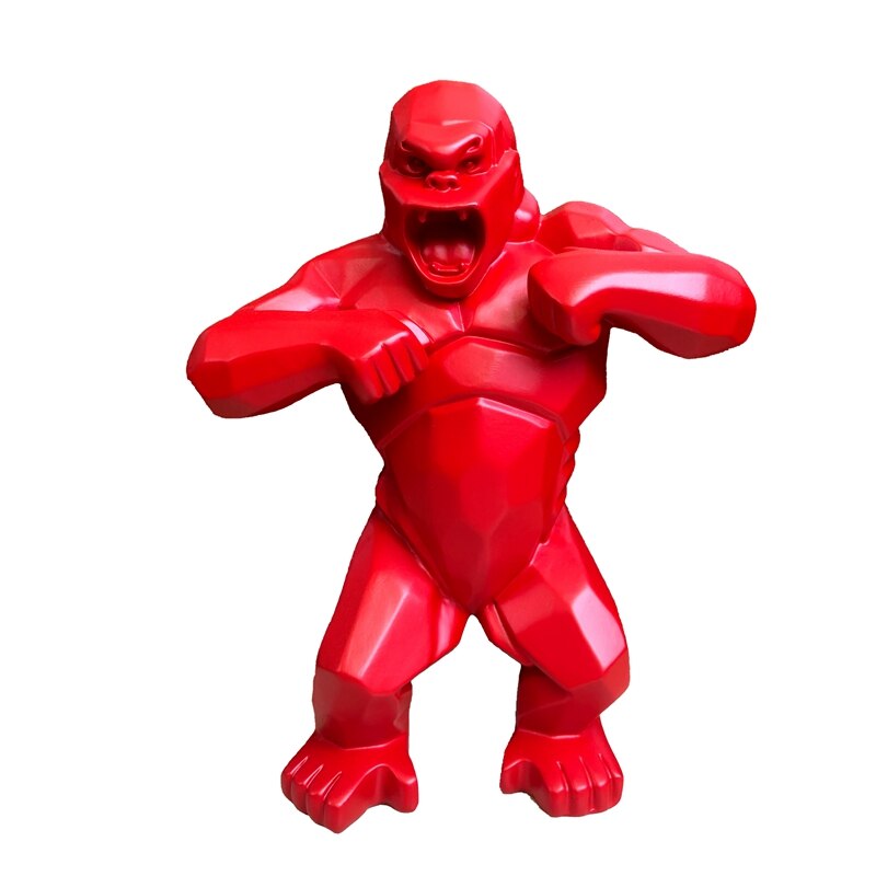 Sculpture grand singe roi Kong en résine | Sculpture Gorilla géométrique moderne, modèle d'animal, Statue modèle d'anniversaire, décoration de mariage, de maison, de bureau