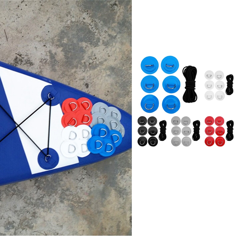 6Pcs Stand Up D-Ring Pad Paddleboard Sup Bungee Touw Dek Rigging Kit Patch Water Sport Roeien Opblaasbare boten Surfplank