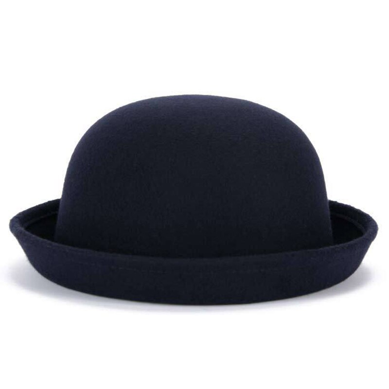 Förälder-barn bowlerhatt ullfilt fedora hattar för kvinnor flickor barn solid katt öra formell keps trilby sombrero derby
