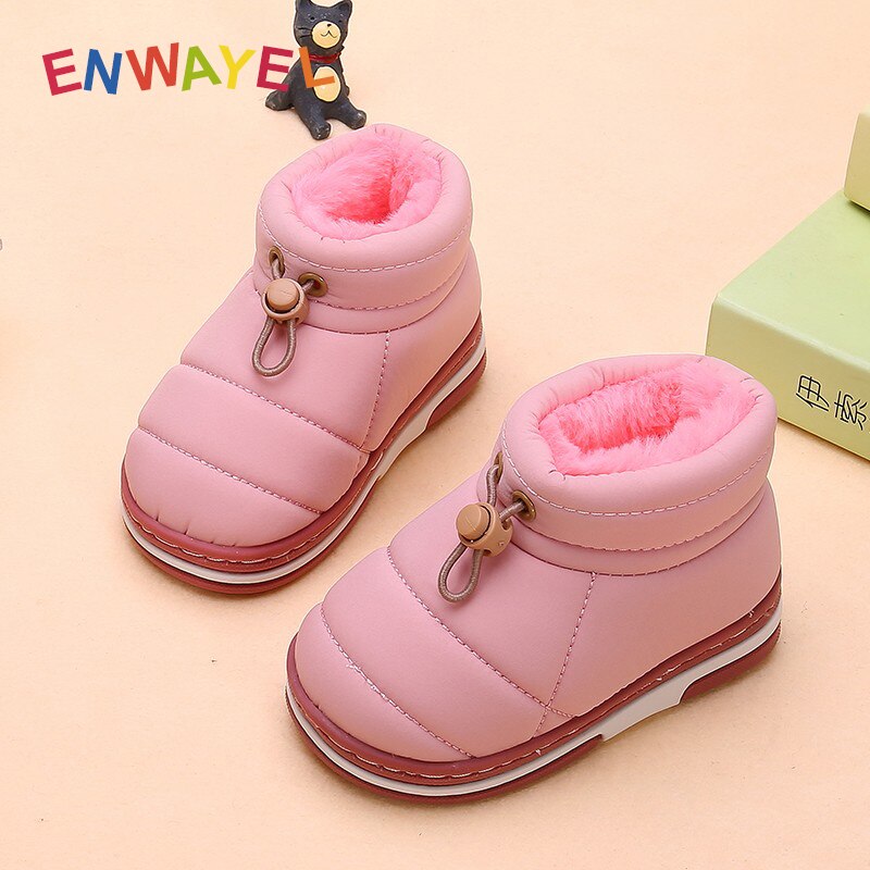 ENWAYEL bébé enfants hiver neige bottes enfants chaussures pour filles garçons bebe enfant en bas âge en cuir cheville fourrure peluche enfants fille