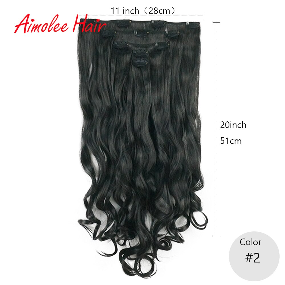 20 " lang 5 stk/sæt bølget sort brun highlight hair extension syntetisk 11 clips in on hair extensions varmebestandigt hårstykke: #2