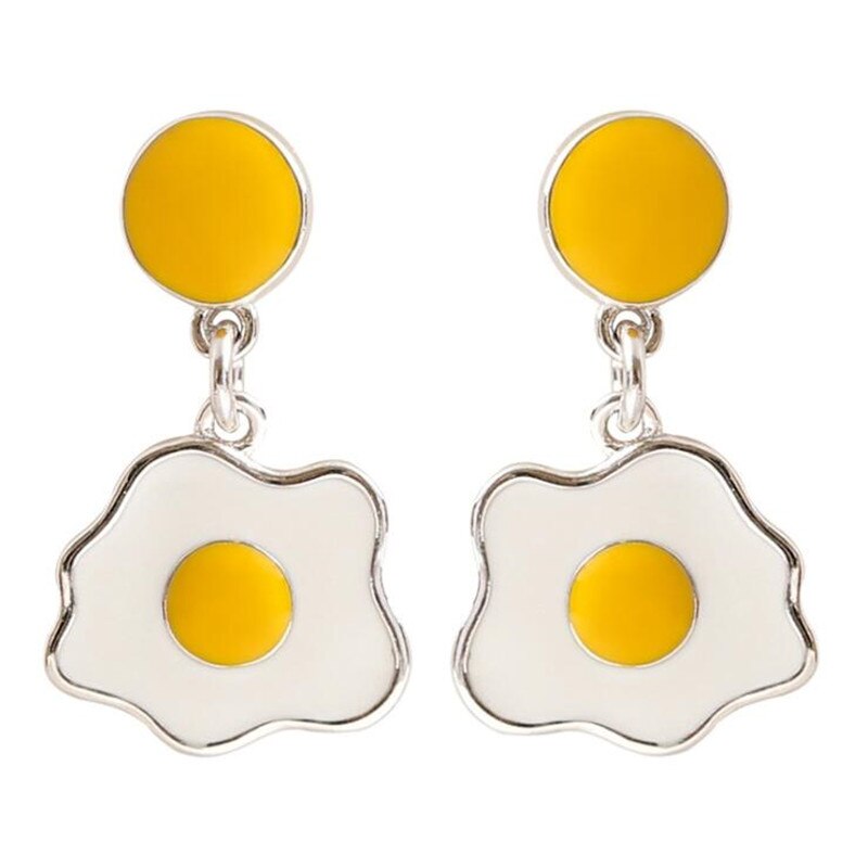 Nouvelle créative poché oeuf 925 bijoux en argent Sterling tempérament mignon doux dessin animé boucles d'oreilles SE185