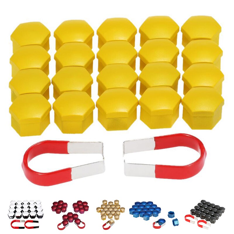 20 stuks 17mm auto plastic doppen bouten afdekkingen moeren lichtmetalen velgen voor skoda, mercedes, bmw kleur: zwart