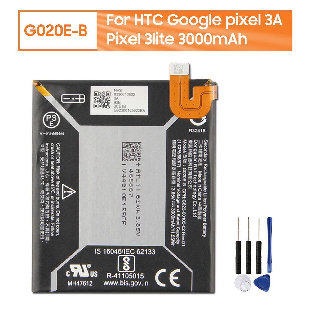 Alkuperäinen varapuhelimen akku  g020a- b google pixel 3a xl 3700 mah  g020e- b google pixel 3a pixel 3 lite 3000 mah: G020e- b