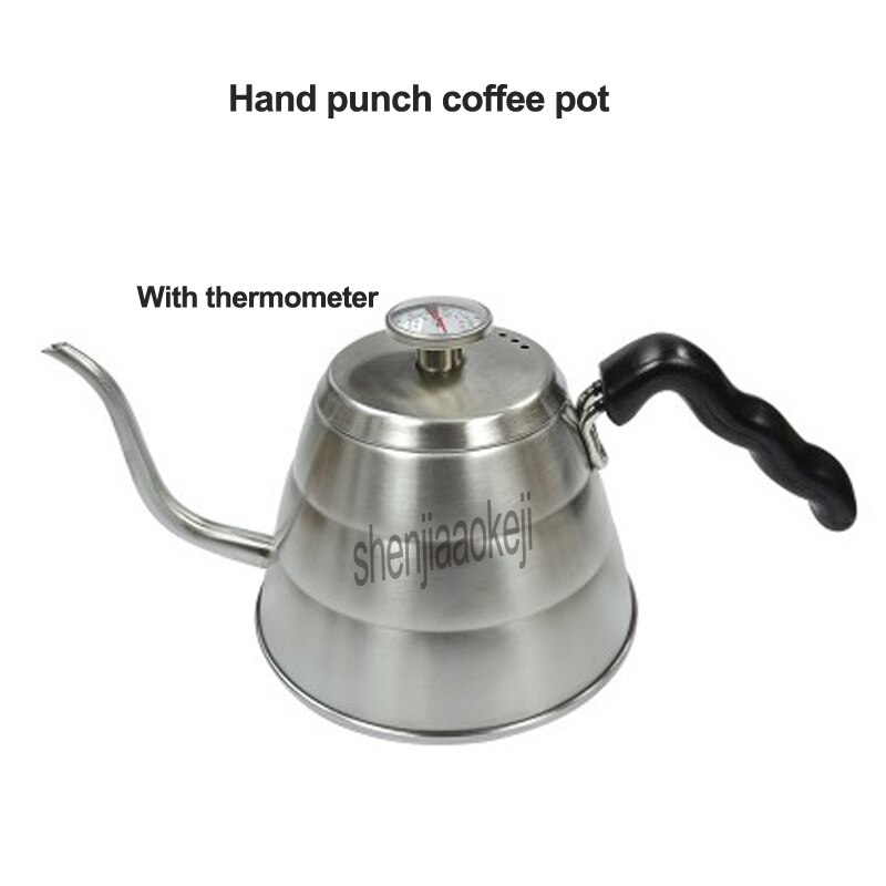 1pc 900ml Hand punch koffie pot Drip Ketel Thee pot Koffie-ware 304 Rvs cafe maker met Thermometer