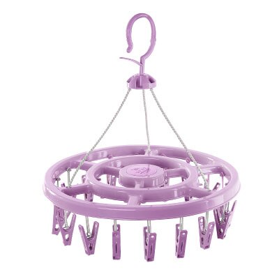 Multi-clips en plastique Portable salles de bains en tissu cintre avec Clips détachables pince à linge cintres chaussettes sous-vêtements séchage: 18Clips Purple