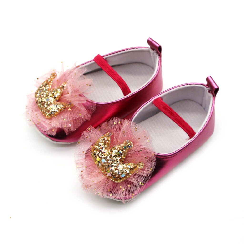 Lovely Newborn Baby Girls Sequins Lace Butterfly Prewalker Soft Sole Single Sandals Round Toe Flats Soft Sole Princess Shoes#45: HT / 11