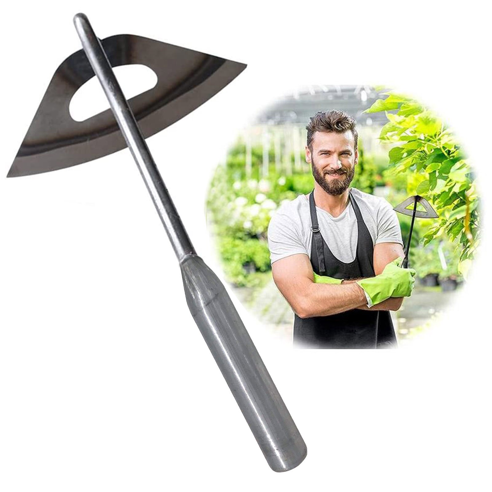 Hand Hoe Lightweight Hand-held Hardened Hollow Hoe Garden Edger Weeder Sharp Gardening Weeding Tool for Backyard Weeding Plant
