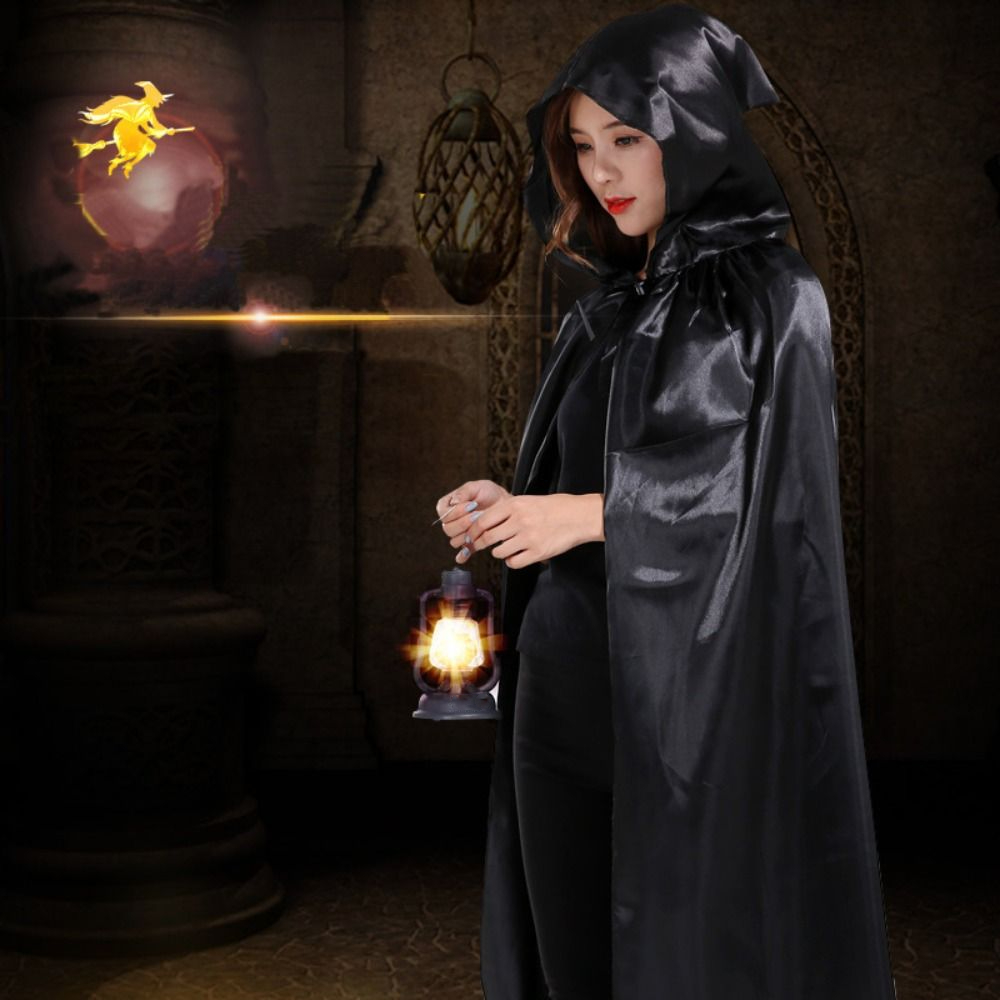 Reusable Solid Color Halloween Cloak with Big Hat Classic Grim Reaper Cloak Hooded Cape Mopping Costume Cosplay Cape Festivals