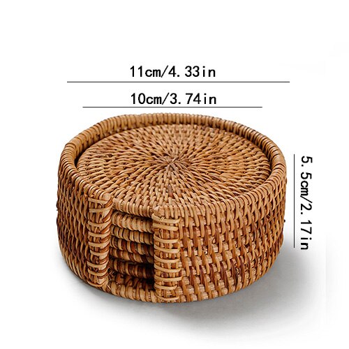 Rotting cup coasters sæt pot pad bordmåtte 6 størrelser porta copos placemats boligindretning vintage bambus håndlavet: 10cm sæt