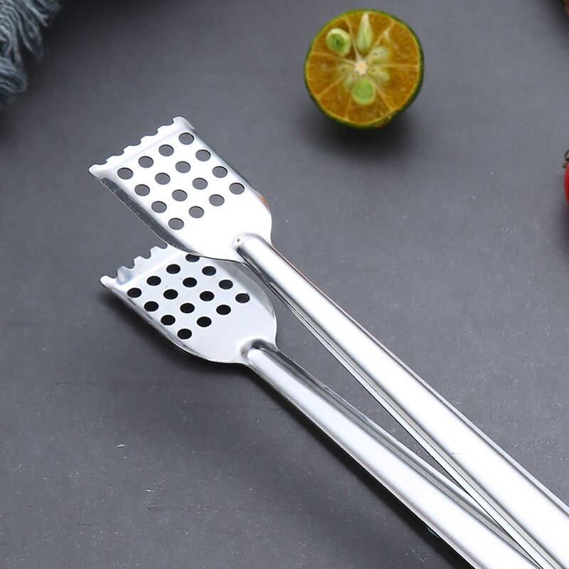 Stainless Steel Heat Resistant Hollow-Out Barbecue Food Tongs Kitchen Food Tong Bread Salad Ice Cube Clip Kitchen Utensils