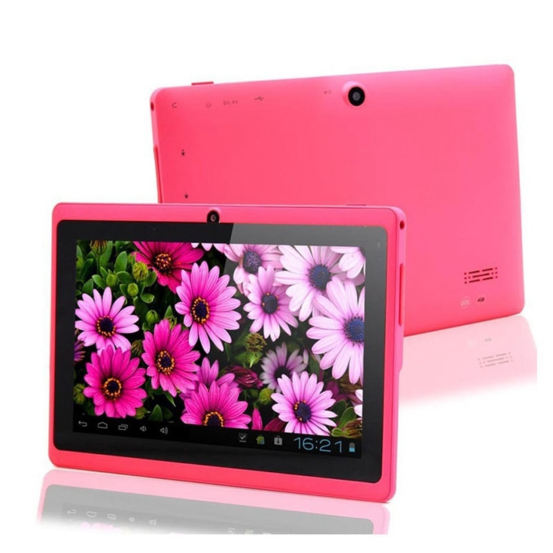 7 inch kindertablet met android quad-core dual camera, wifi, educatief spel voor jongens en meisjes, roze