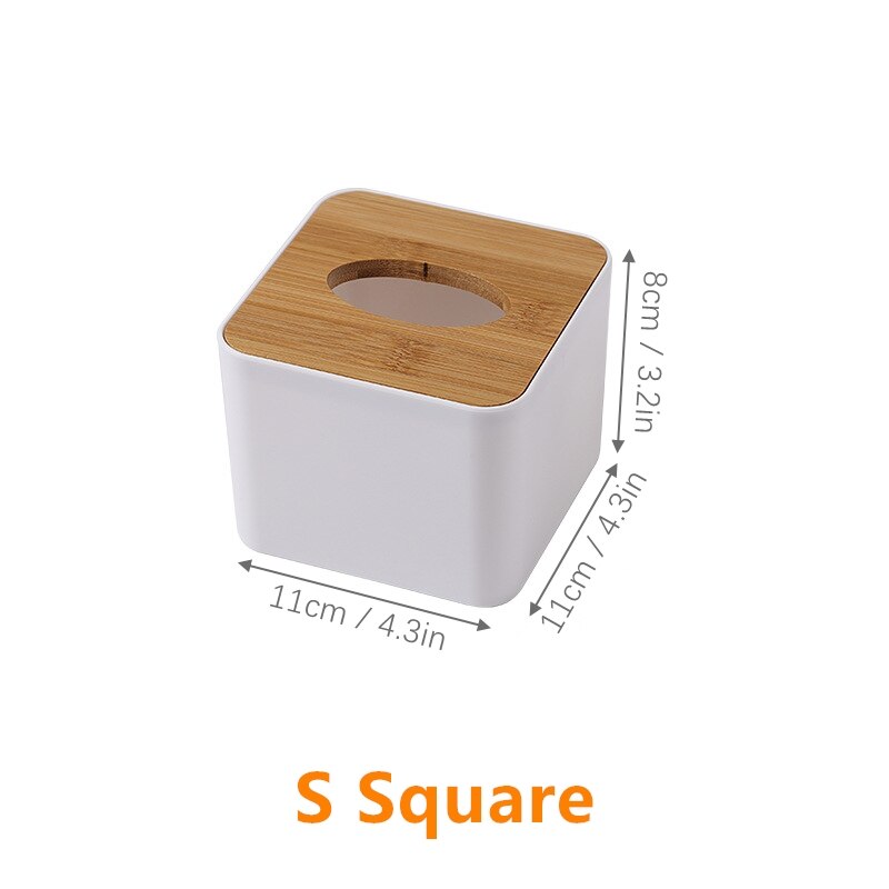 Home wooden plastic tissue box Kitchen solid wood napkin holder box Restaurant tissue case holder Office storage tissue canister: S  Square