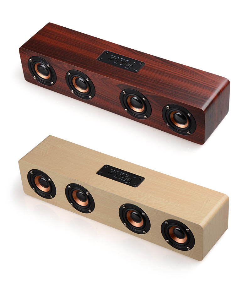 Houten Computer Speakers Draadloze Bluetooth 5.0 Luidsprekers Wekker 4 Speakers Geluid Bar Tv Echo Muur Home Theater Sound System