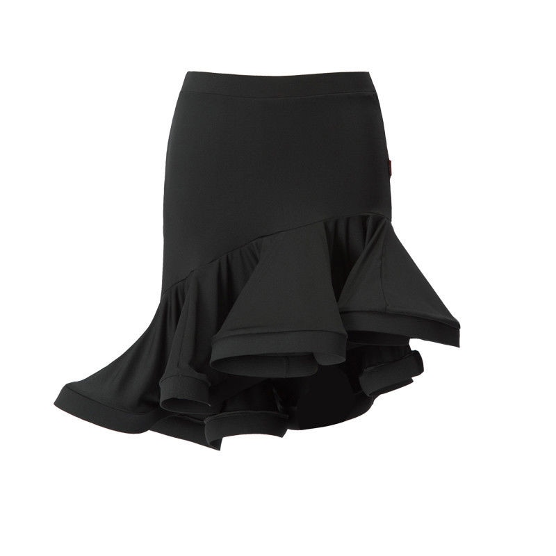 SALE Demo Skirt 23121 in Black - Wrap Skirt with Tie Side for Latin, Salsa Dance Practice, Performance & Social Dancing with Fringe Hemline