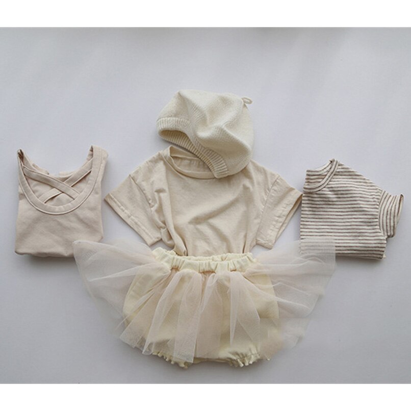 Soft Breathable Baby Tulle Skirt for Girls Clothing Spring Summer Cotton Ribbed Skirt Short for Children Pettiskirts 0-24M