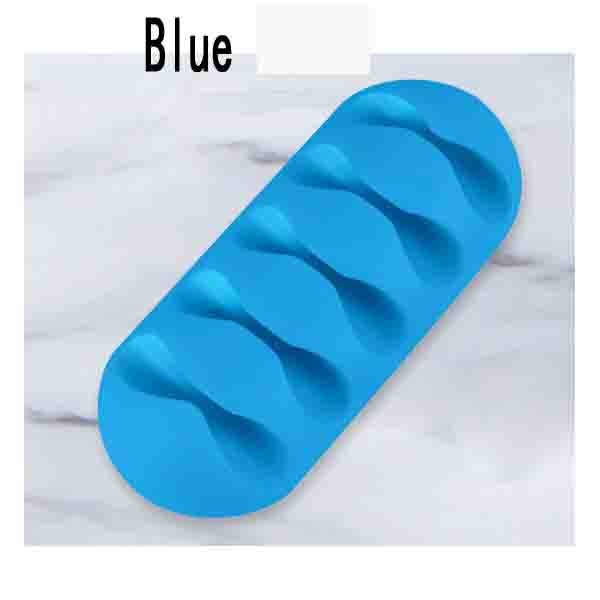 5-Clip Earphone Cable Winder Charger Organizer Cable Clips Fixing Holder Portabel Durable Cable Earphone Wire Protector: Blue