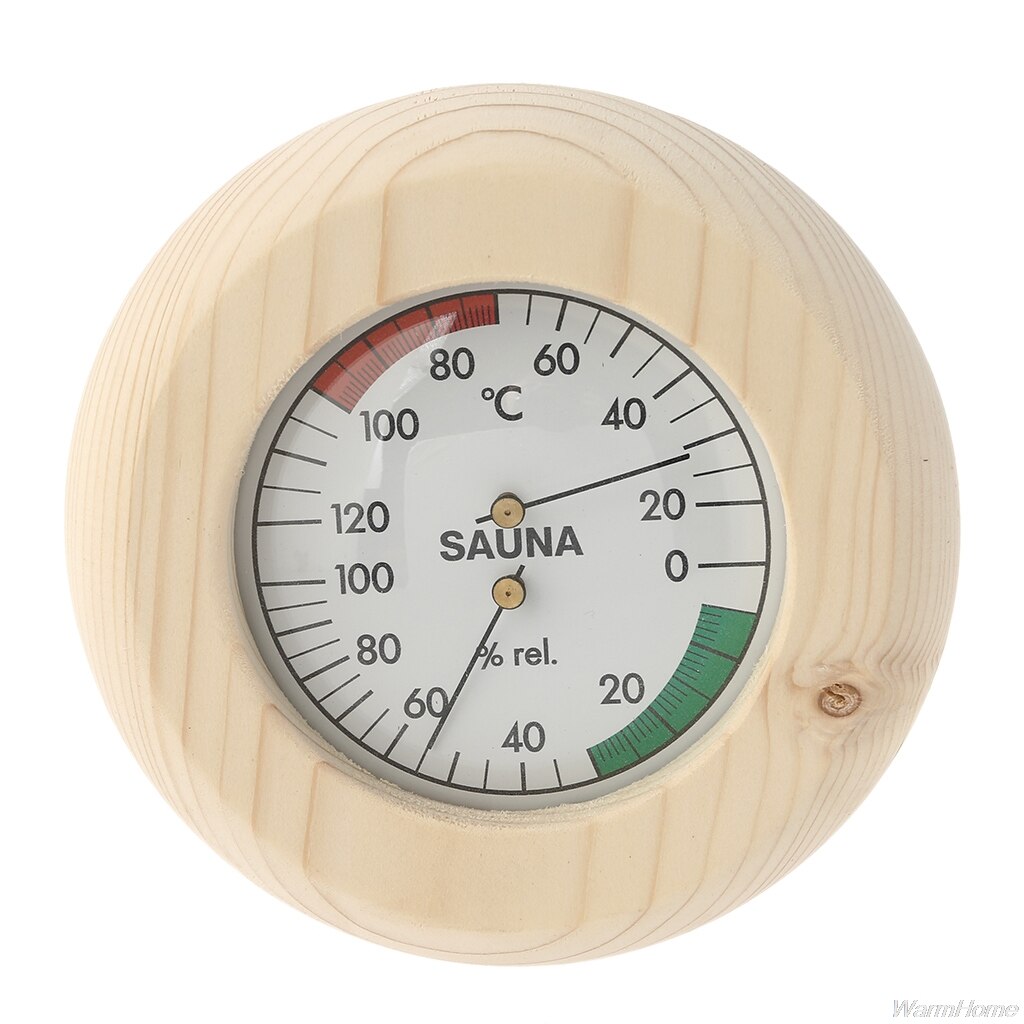 Furu badstue hygrotermograf, slitesterk 2 in 1 termometer hygrometer, familiehotell innendørs fuktighet temperaturmåler: B