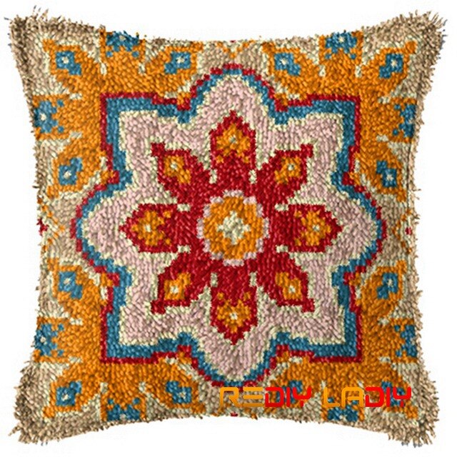 Diy latch krok kuddsatser mandala kuddfodral virkat hantverk akrylgarn för broderi bäddsoffa kuddfodral heminredning: Bz391