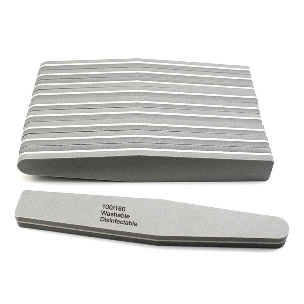 10 Stuks Nail File Buffer Double Side Wasbare Polish Spons Board 100/180 Trimmer Lime Buffer Nail Art Polijsten Manicure Gereedschap: Gray