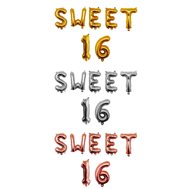 Sweet 16 Party Decorations Supplies Sixteen Birthday Decorations 16 Years Birthday Number Foil Balloons