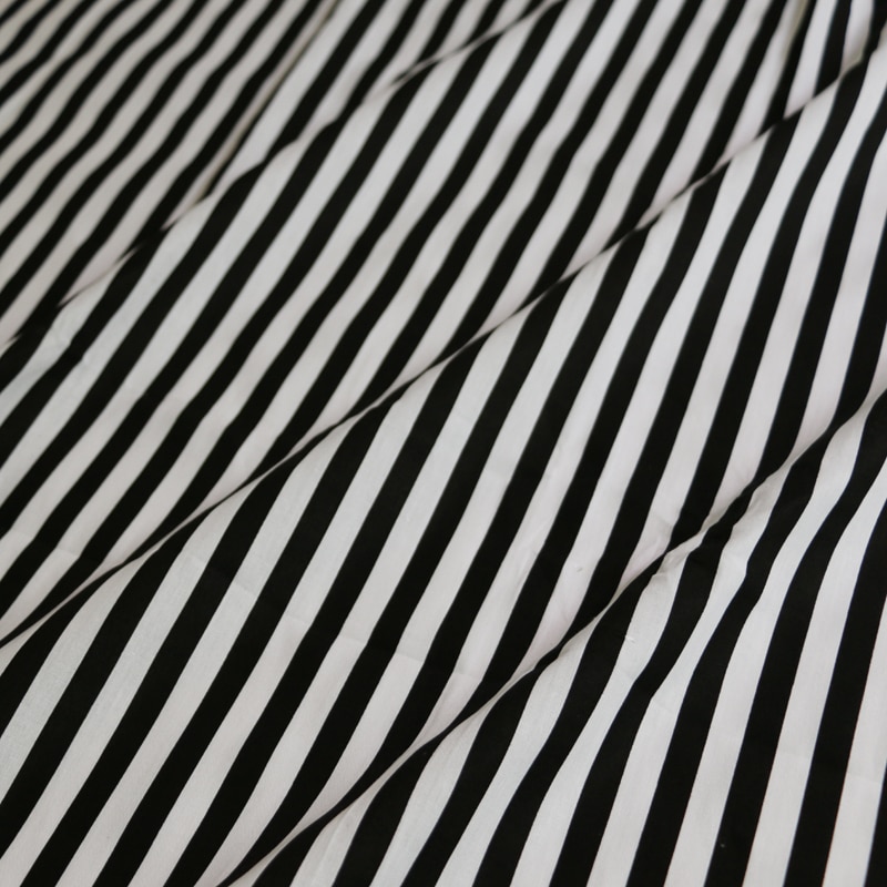 Black white stripe cotton fabric natural dress shirt material 100*145cm