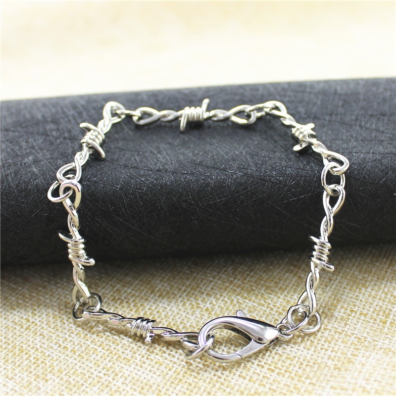 1Pc Punk Gothic Necklaces Bracelets For Women Men Hip Pop Cool Alloy Barbed Wire Brambles Silver Color Trendy Jewelry