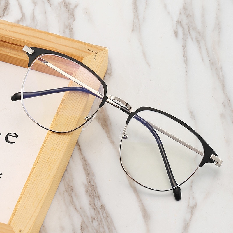 unisex square Plain glasses for men women Metal frame glasses for party eyeglasses Gentle Black eyebrow frame