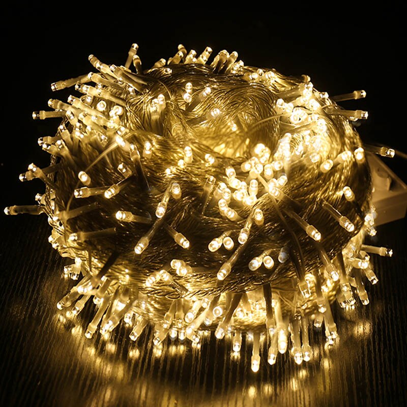 Led julelys utendørs 10m 20m 30m led lysstreng dekorasjon for fest bryllup tre hage krans: Varm hvit / 10m 100 lled