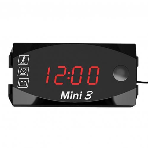 Zegar elektroniczny 3 w 1 uniwersalny motocykl zegar elektroniczny termometr woltomierz zegarek wyświetlacz akcesoria motocyklowe 2020: Czerwony