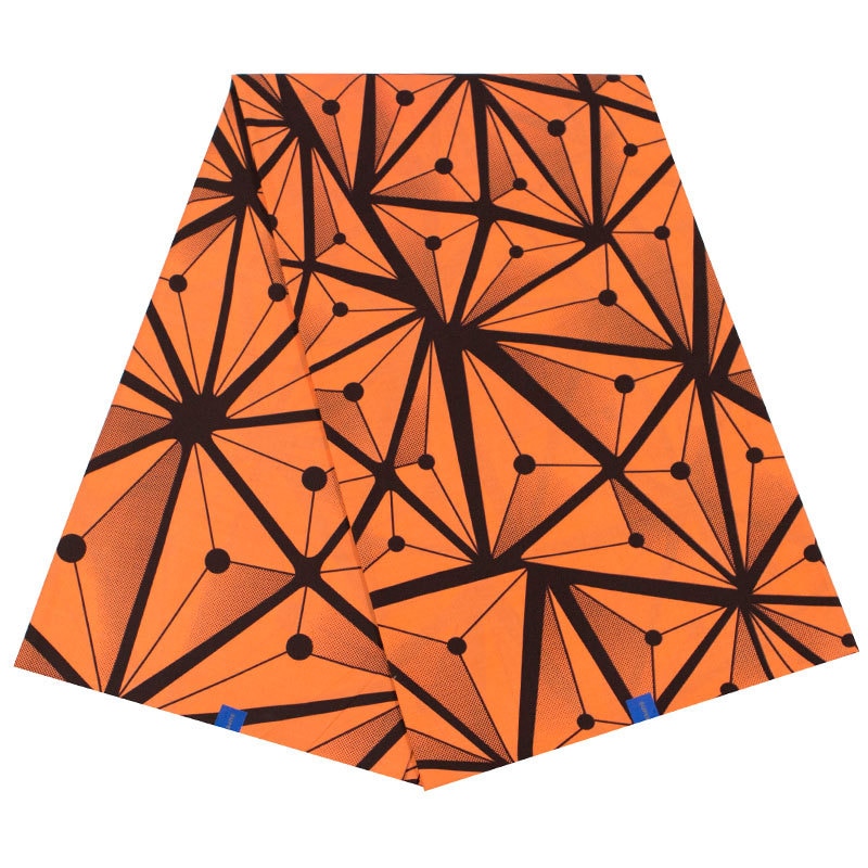 Arrivals African Orange Triangle Print Fabric 100% Cotton les pagnes
