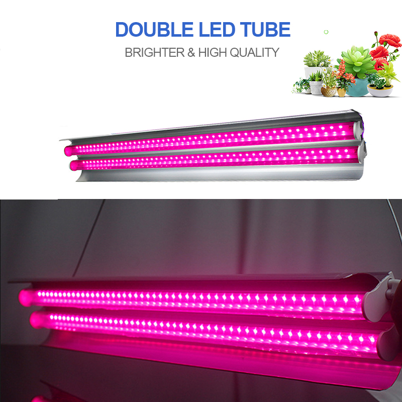 Luz LED de cultivo 100W espectro completo 400nm-830nm lámpara Phyto 50cm iluminación LED creciente doble tubo para plantas hidropónicas Led de interior
